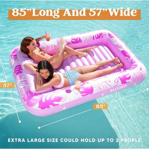 SLOOSH Inflatable Tanning Pool Lounger Float 85" x 57" Pool Floats New - Picture 1 of 6